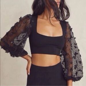 Free People Flutter Crop Top - Black